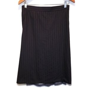 Vintage Max Azria Pinstripe Gathered Fishtail A-Line Skirt Womens Size 4 Black